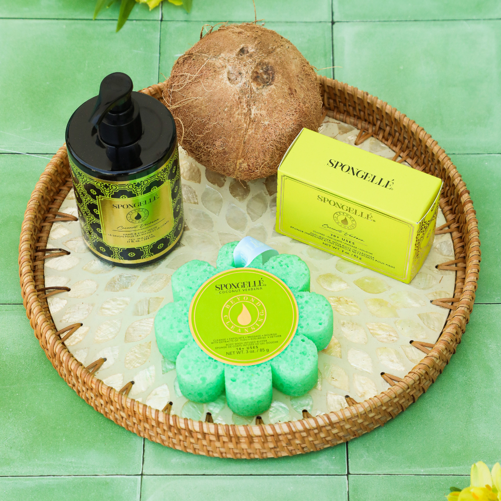 Coconut Verbena Wild Flower, Pedi Buffer, and Body Wash Refill Set by Spongellé — image 2 of 6
