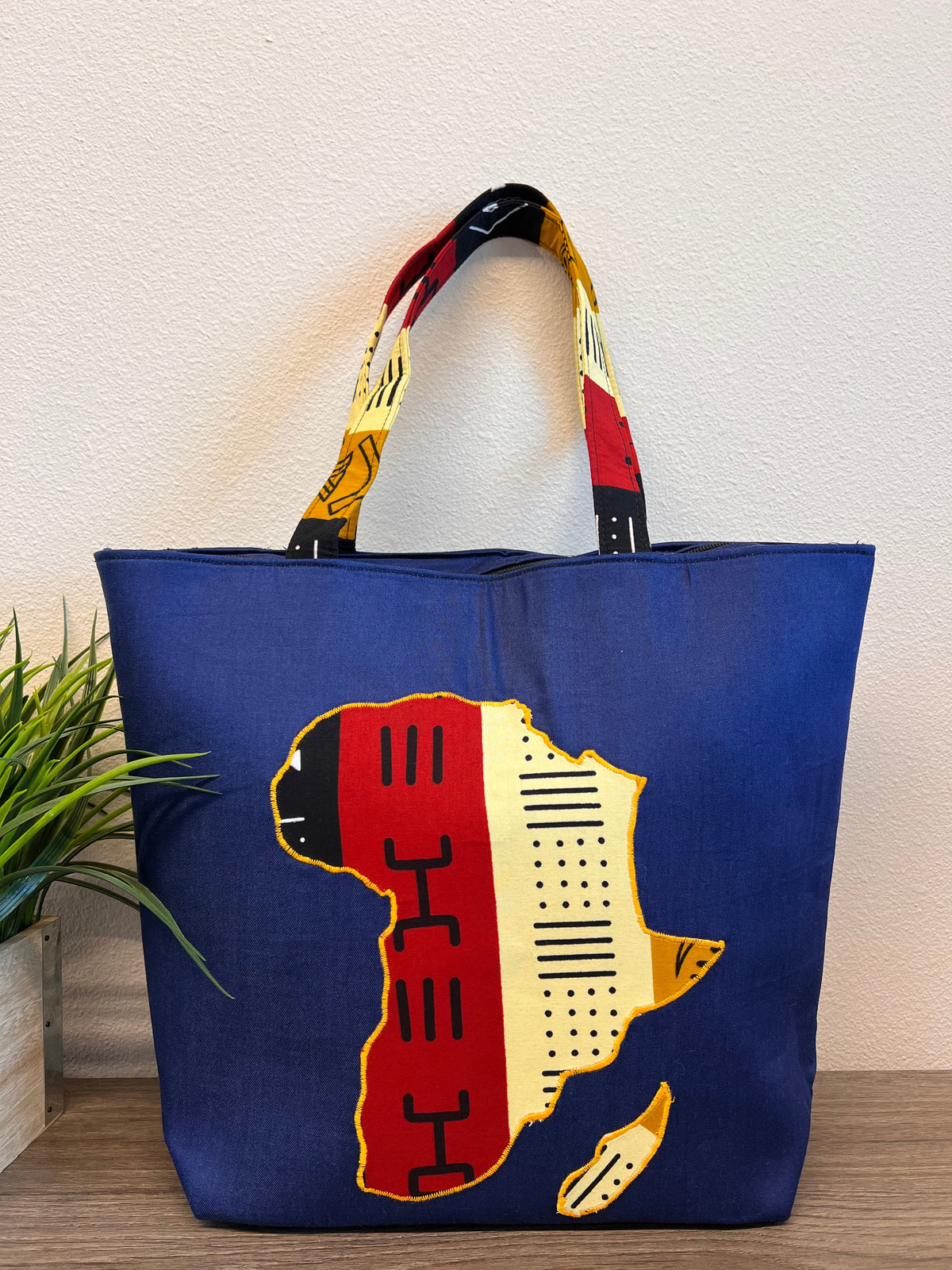 Denim African Map Tote Bag — image 2