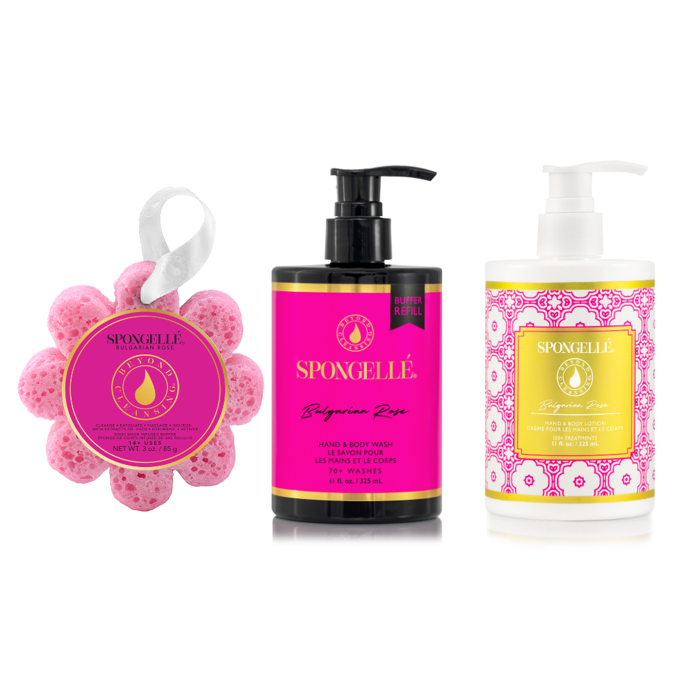 Bulgarian Rose Wild Flower, Body Wash Refill, and Body Lotion Set by Spongellé — image 1 of 5