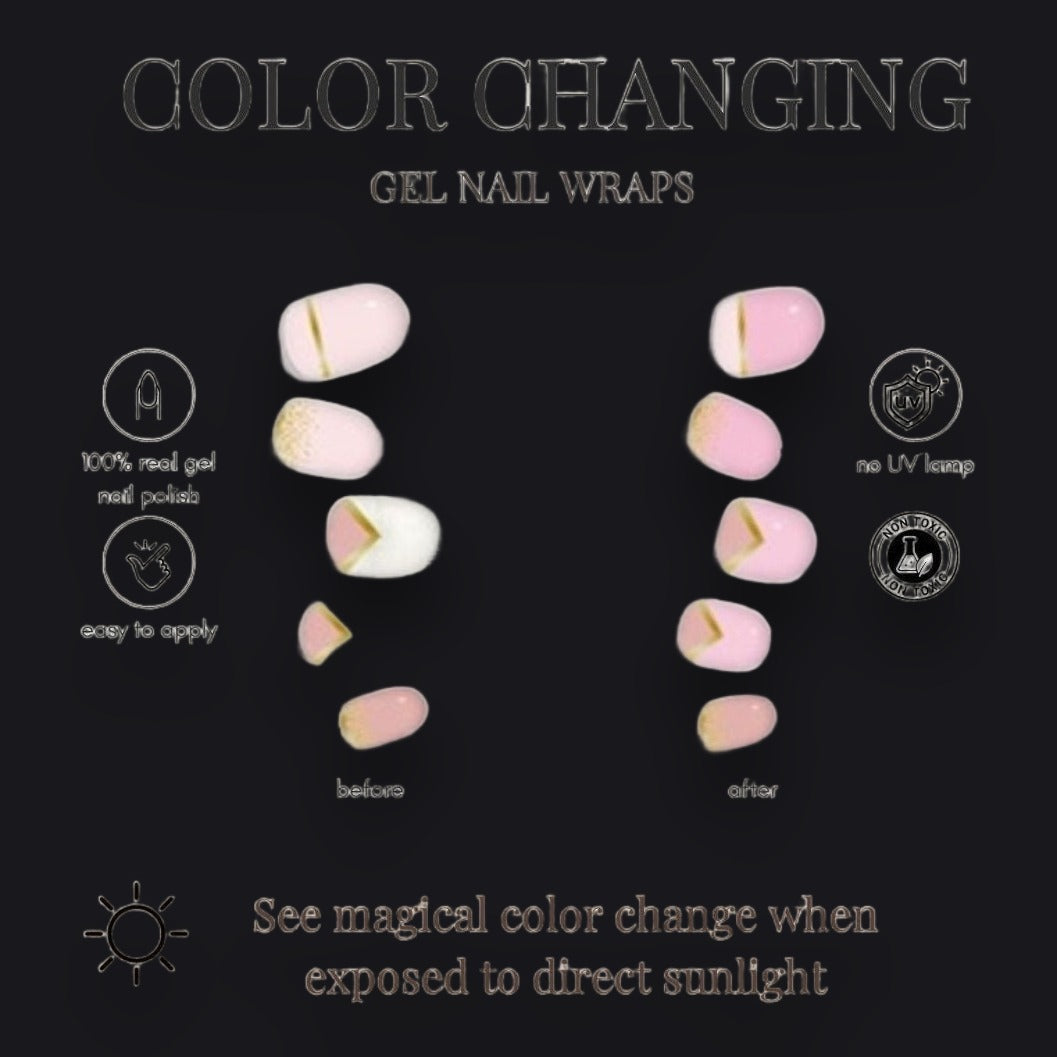 Lauren B. Beauty Pink & Gold Geometric Gel Nail Wrap - Color Changing packaging