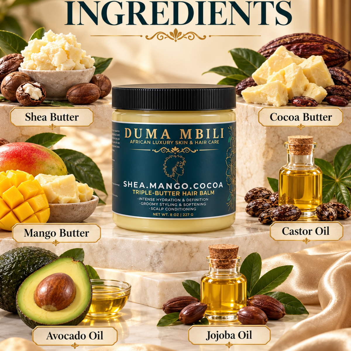 Duma Mbili Shea • Mango • Cocoa Triple-Butter Hair Balm — image 3