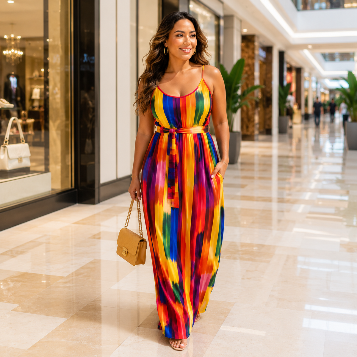 Duma Mbili Sleeveless Striped Maxi Dress with Matching Belt & Pockets — image 4