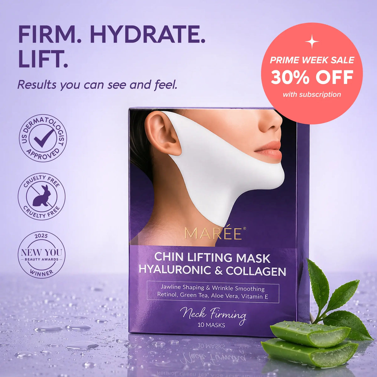 Hyaluronic Acid V-line Lifting Mask 10 PCS by Maree