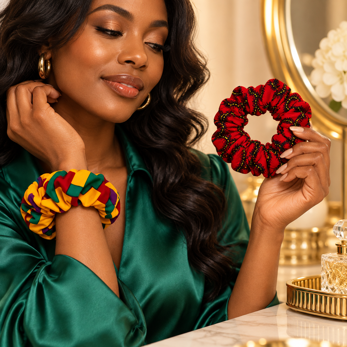 African Print Hair Scrunchies — image 3
