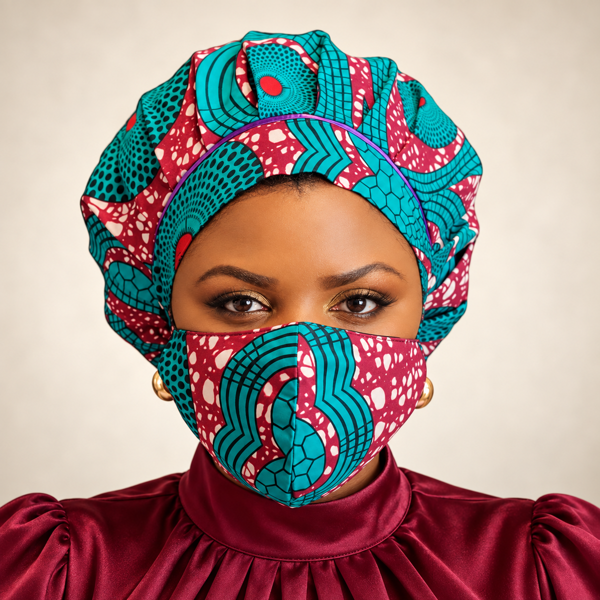 Duma Mbili Kente African Print Bonnets — image 3