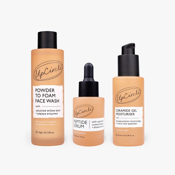 The Menopause Skin Set: Face Wash, Peptide Serum + Ceramide Gel Moisturizer by UpCircle