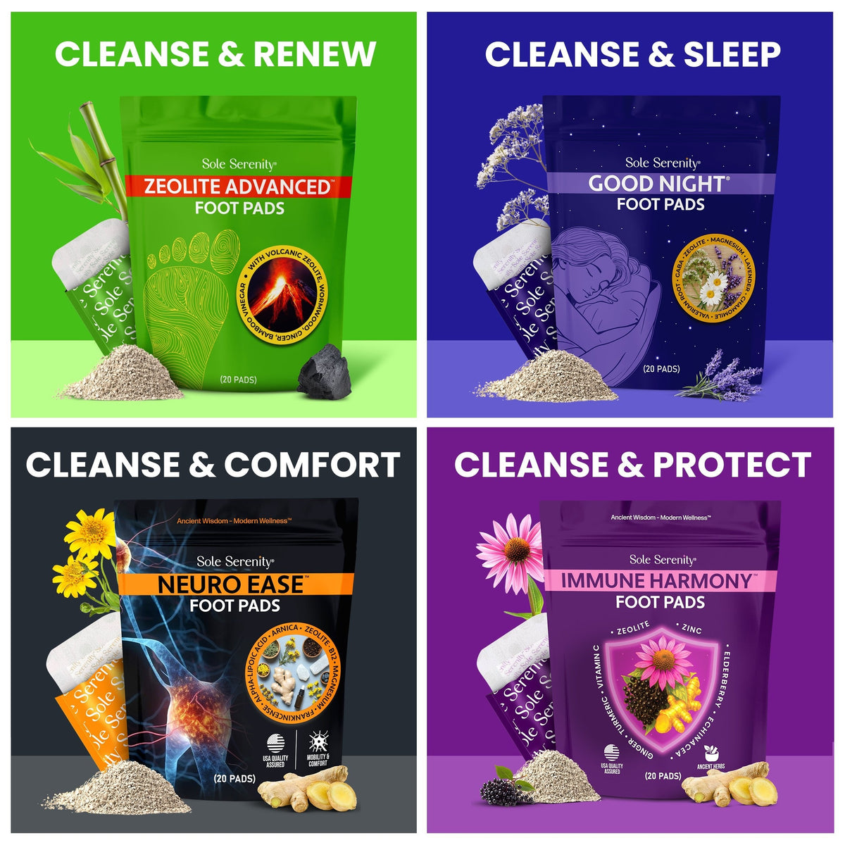 The Essentials 4 Pack Foot Pads Bundle by Lure Essentials