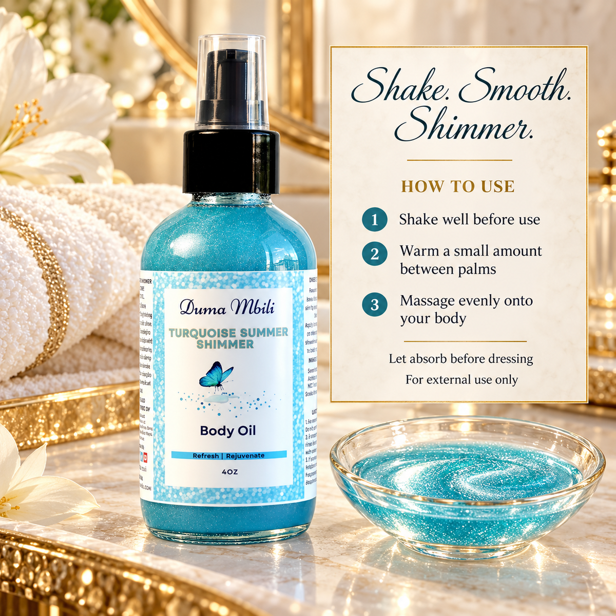 Turquoise Summer Shimmer Body Oil — image 6