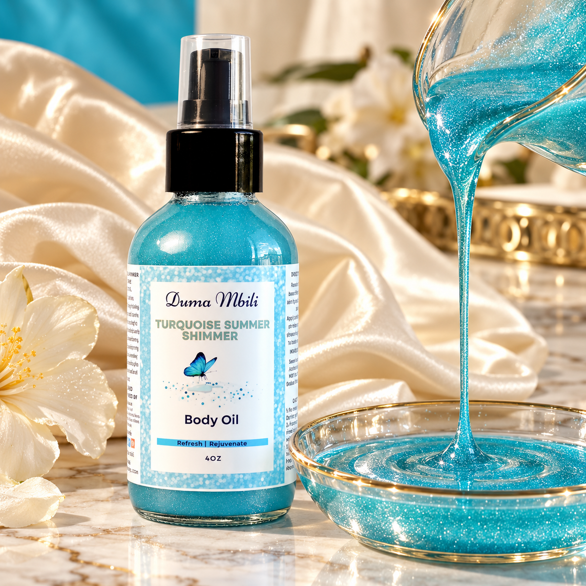 Turquoise Summer Shimmer Body Oil by Duma Mbili LLC