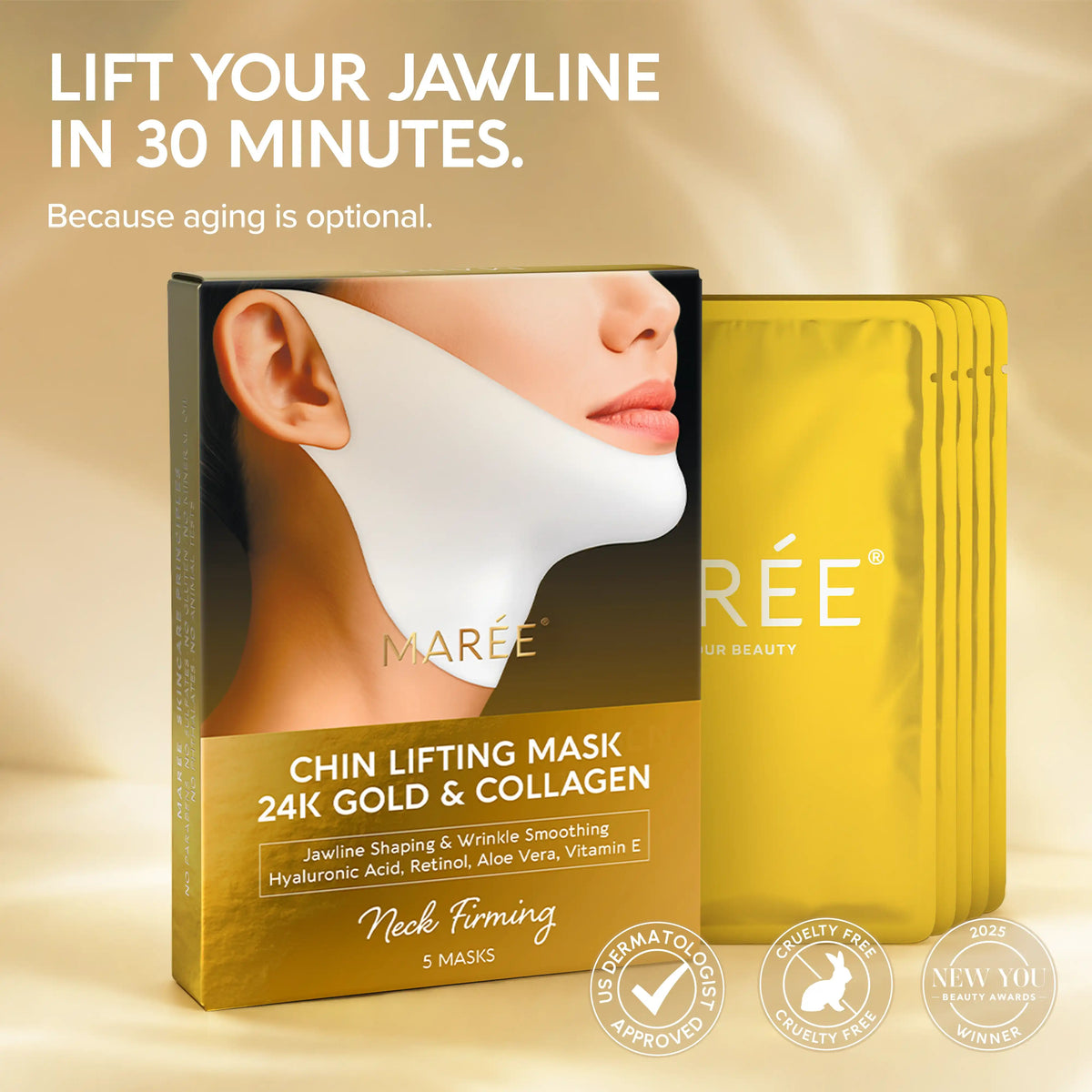 24K Gold Chin & Jawline Lifting Mask by Marée