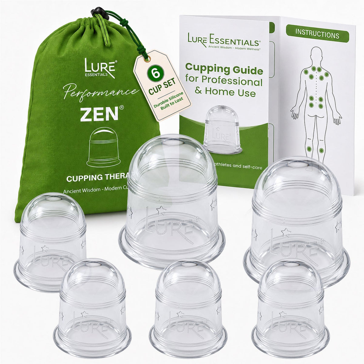 Lure Essentials ZEN Cupping Therapy Set - 6 Cups — Adorn Warm Luxury Staging