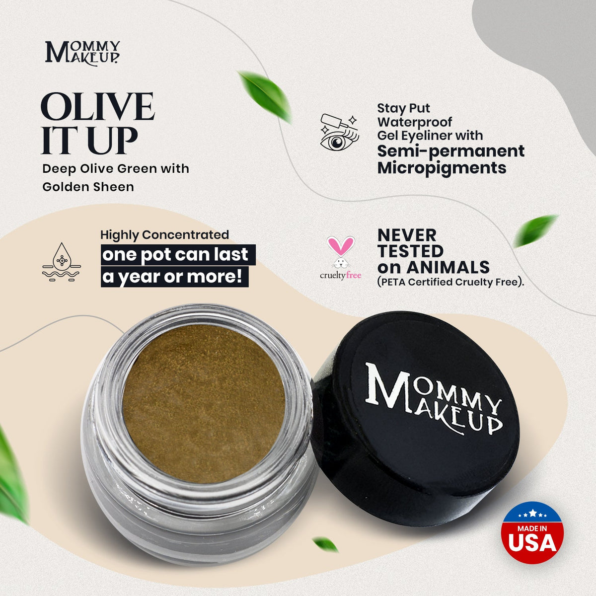 Olive It Up Stay Put Waterproof Gel Eyeliner w/ Micropigments by Mommy Makeup — image 6 of 8