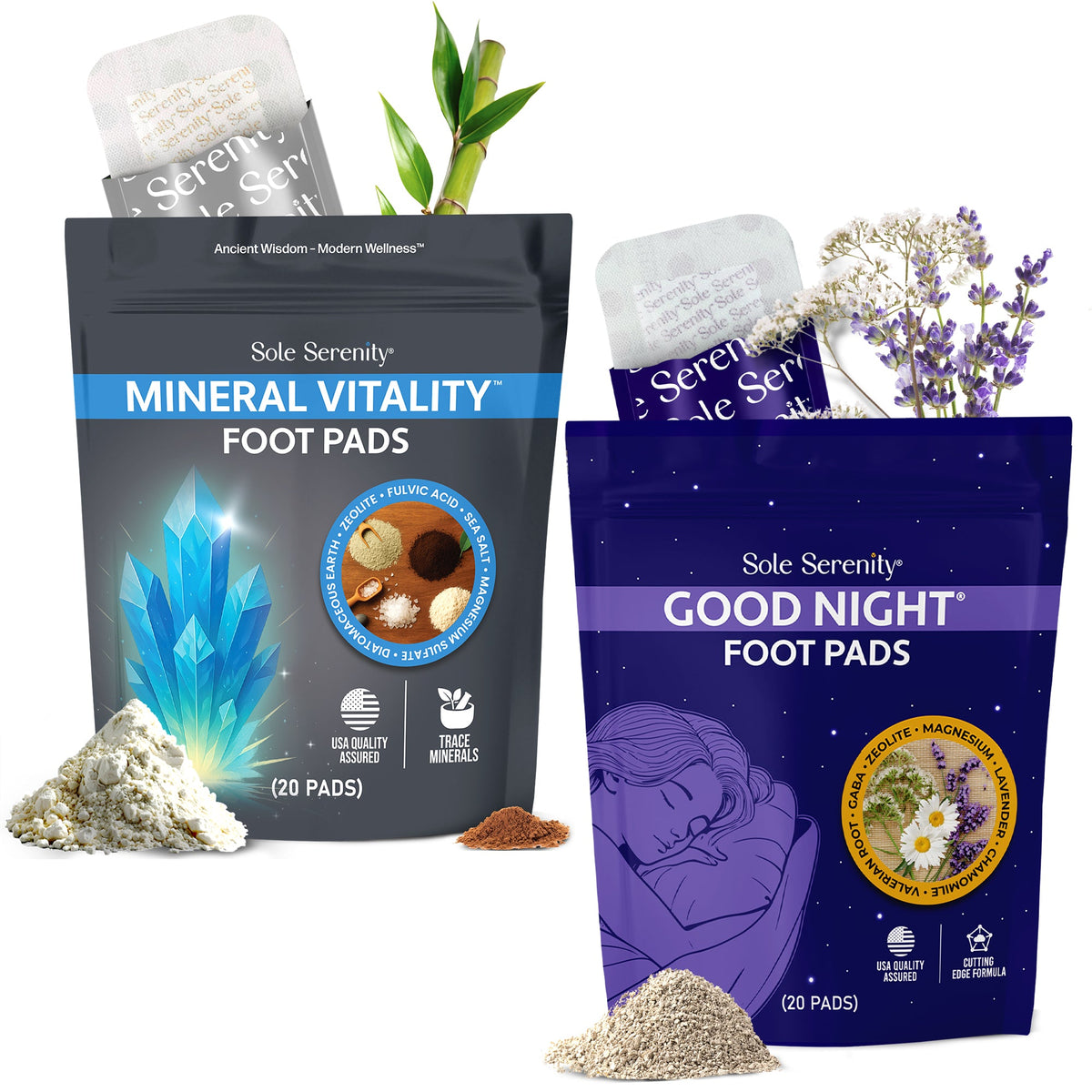 Vital Minerals + Good Night Sleep Foot Pads – 2 Pack Bundle by Lure Essentials