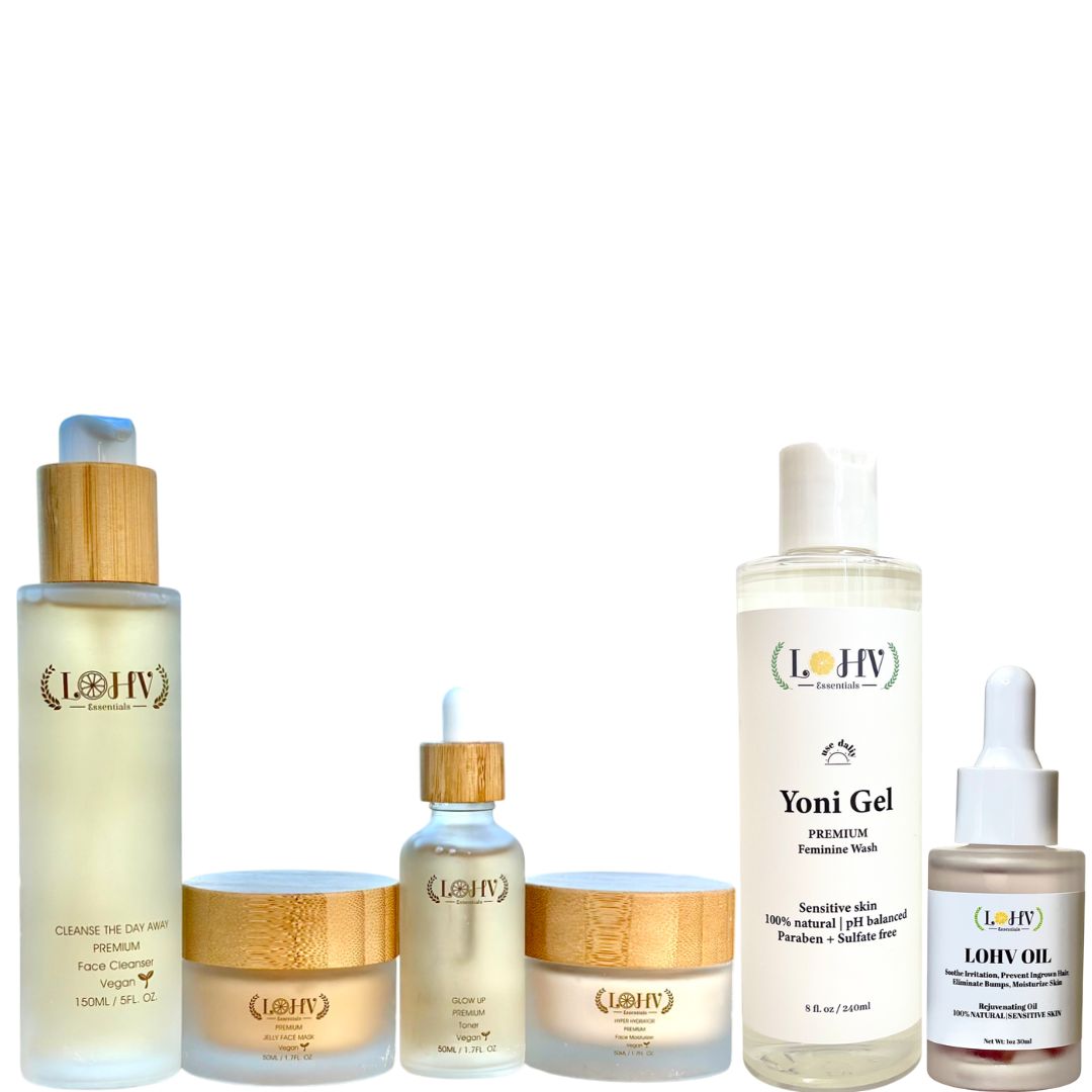 Ultimate Glow Complete Bundle: 4-Step Skincare System + Yoni Gel & Rose Oil by LOHV ESSENTIALS