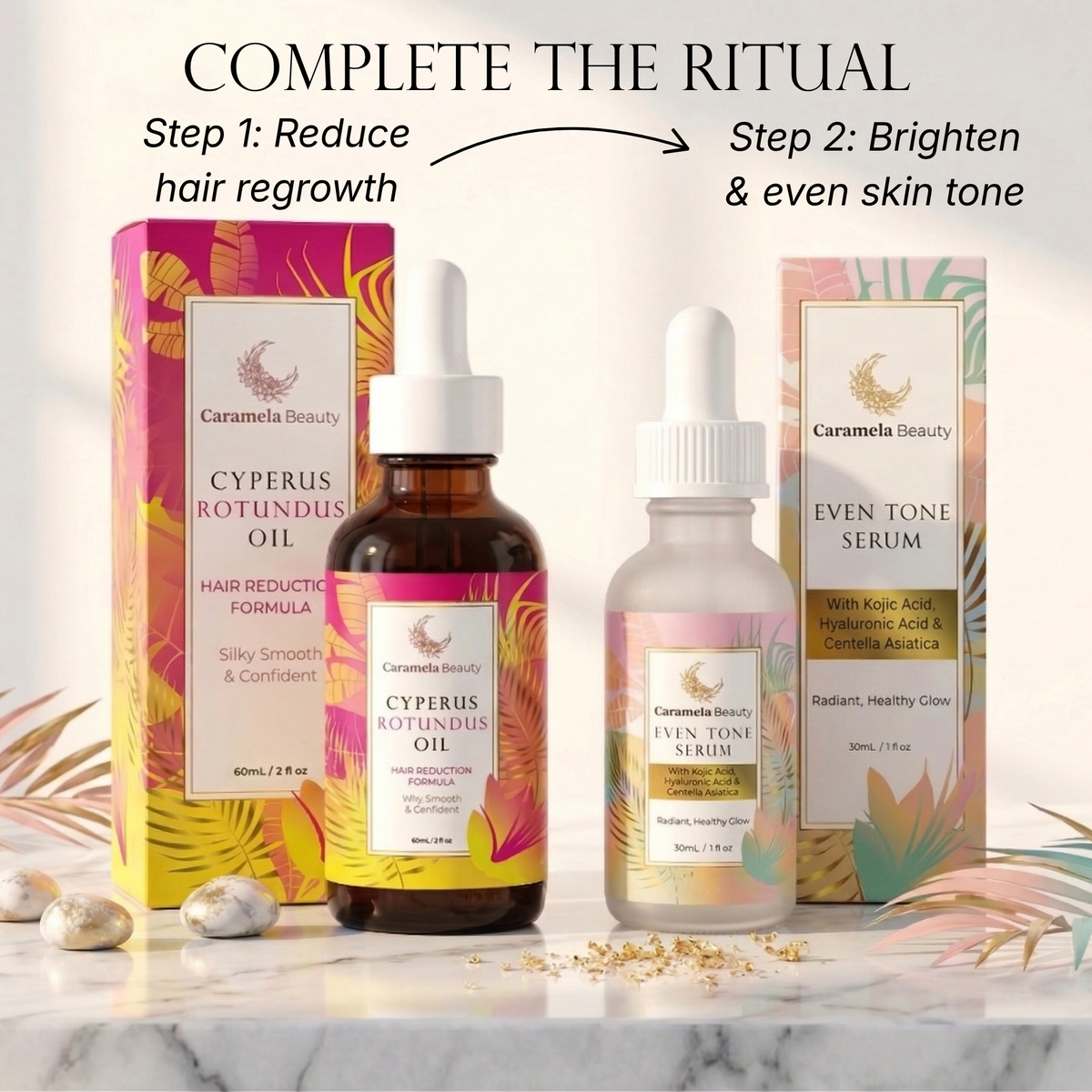 Caramela Beauty Even Tone Serum for Brightening Dark Spots & Hyperpigmentation with Kojic Acid, Hyaluronic Acid & Centella Asiatica