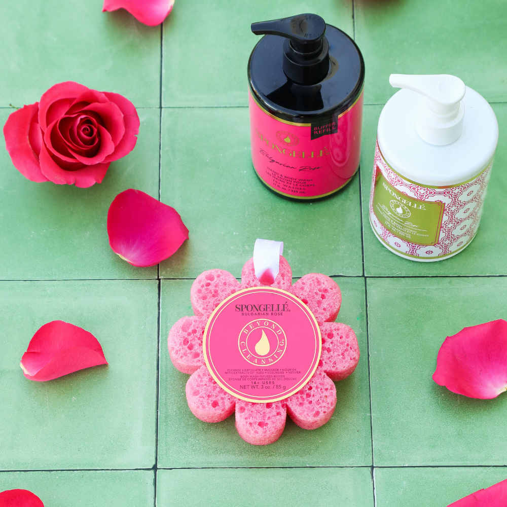Bulgarian Rose Wild Flower, Body Wash Refill, and Body Lotion Set by Spongellé — image 2 of 5