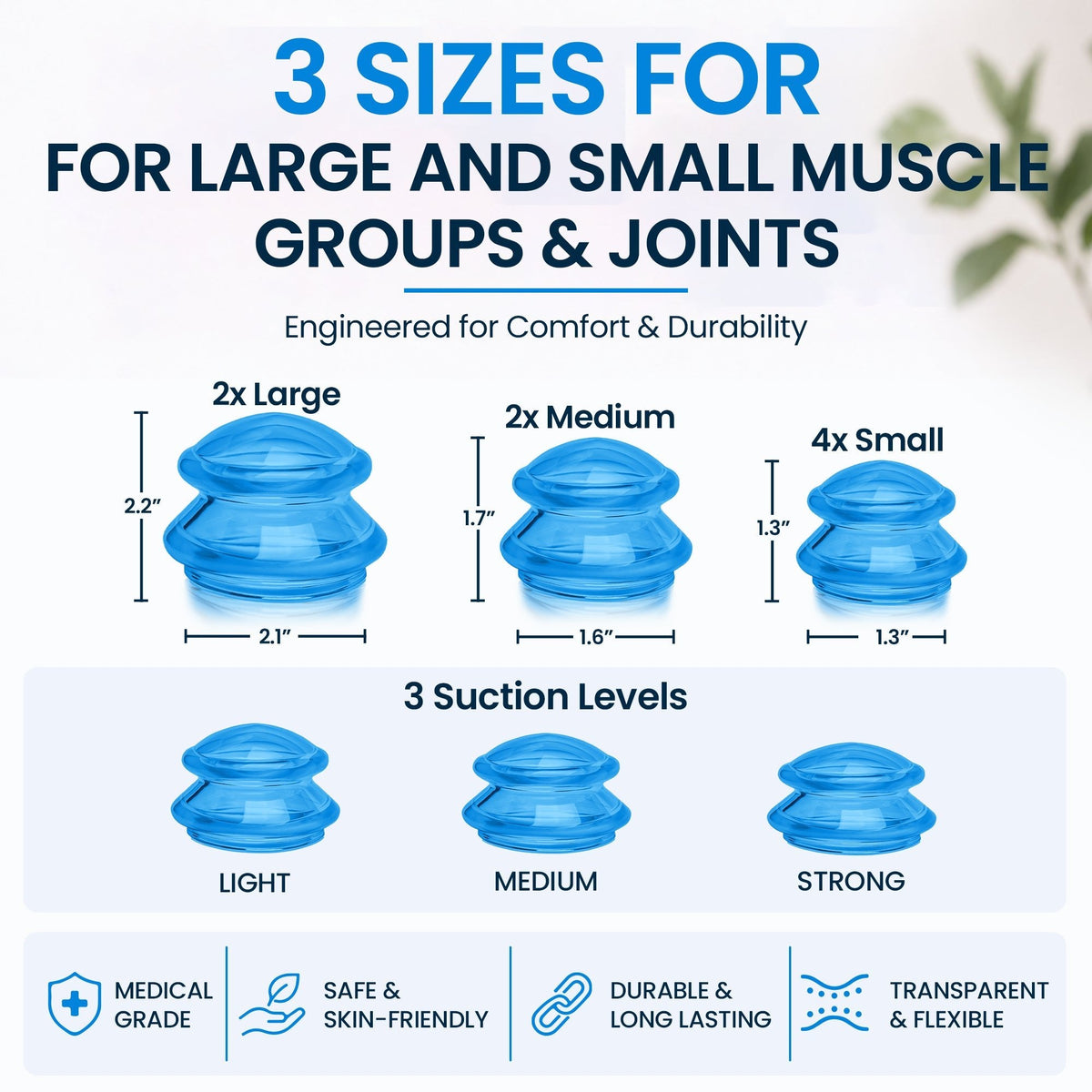 EDGE™ Cupping Set Blue, 8 Cups (2L, 2M, 4S) — image 2