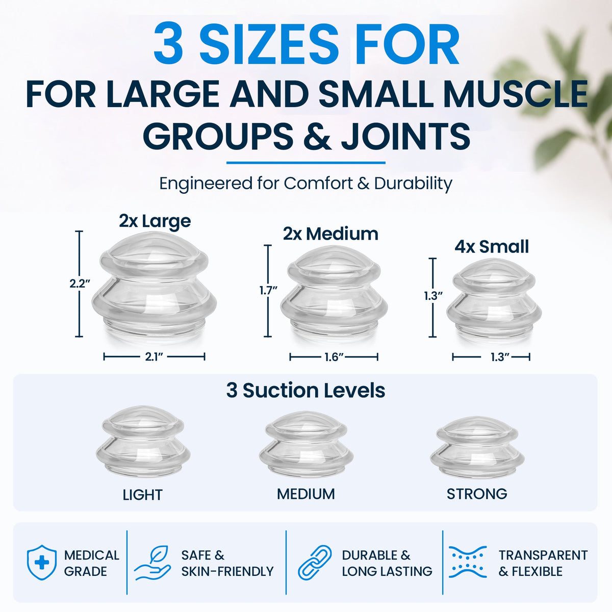 EDGE™ Cupping Set Clear, 8 Cups (2L, 2M, 4S) — image 2