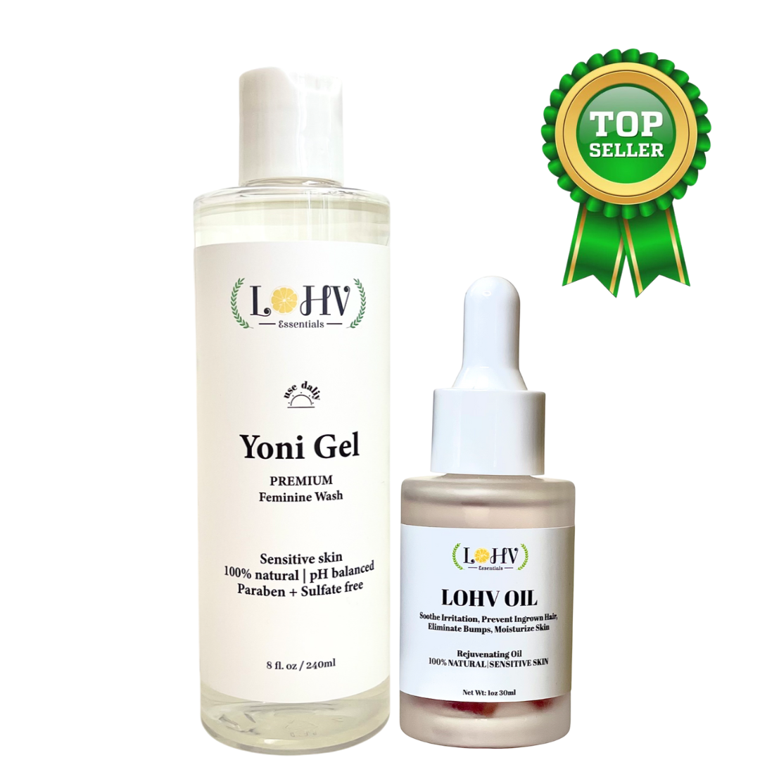 Effective Results Bundle: Premium LOHV YONI GEL feminine wash & LOHV ROSE OIL Bundle Full-Size by LOHV ESSENTIALS