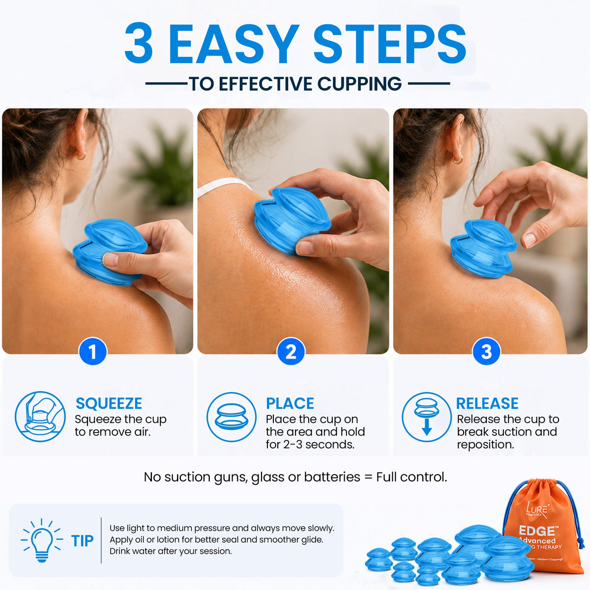 EDGE™ Cupping Set Blue, 8 Cups (2L, 2M, 4S) — image 3