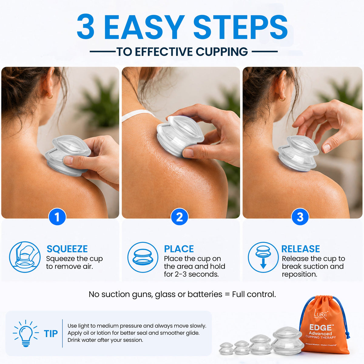 EDGE™ Cupping Therapy Set Clear, 4 Cups — image 3