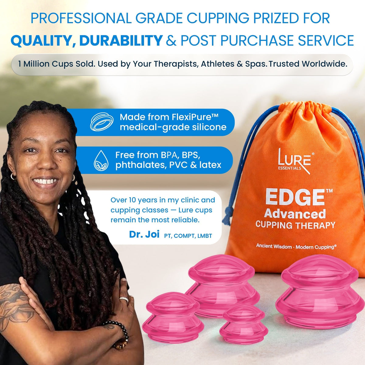 EDGE Silicone Cupping Therapy Massage Set Blue, 4 Cups — image 14
