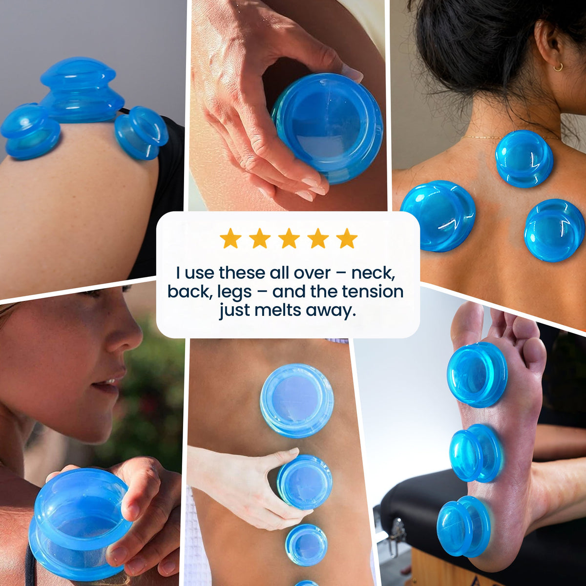 EDGE Silicone Cupping Therapy Massage Set Blue, 4 Cups — image 8