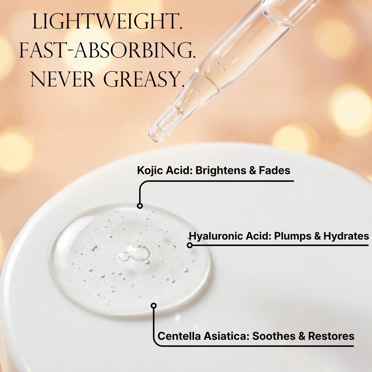 Caramela Beauty Even Tone Serum for Brightening Dark Spots & Hyperpigmentation with Kojic Acid, Hyaluronic Acid & Centella Asiatica