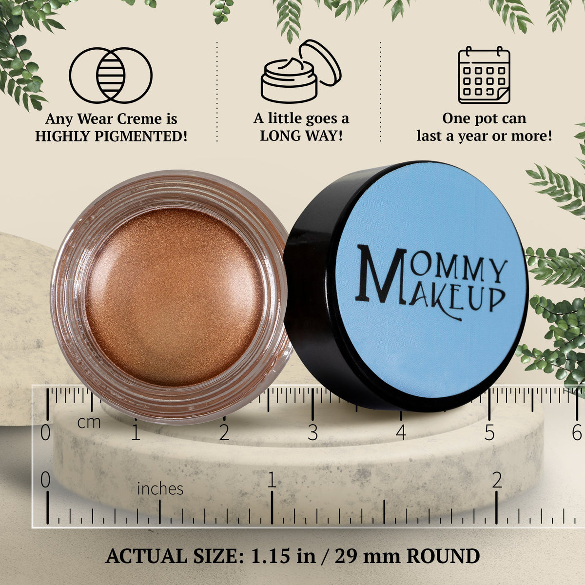 Golden Caramel Any Wear Creme - A Waterproof Multi-tasking creme to powder product for eyes, cheeks & lips. Can be worn anywhere by Mommy Makeup — image 5 of 7