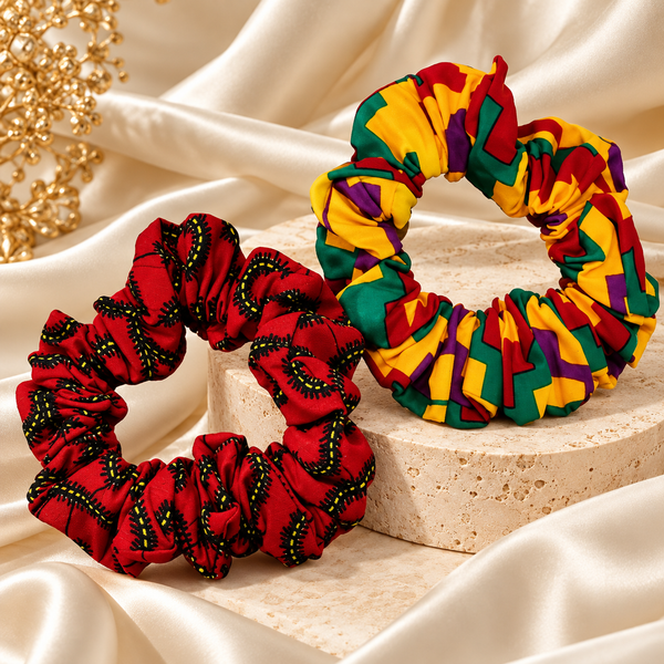 African Print Hair Scrunchies by Duma Mbili LLC