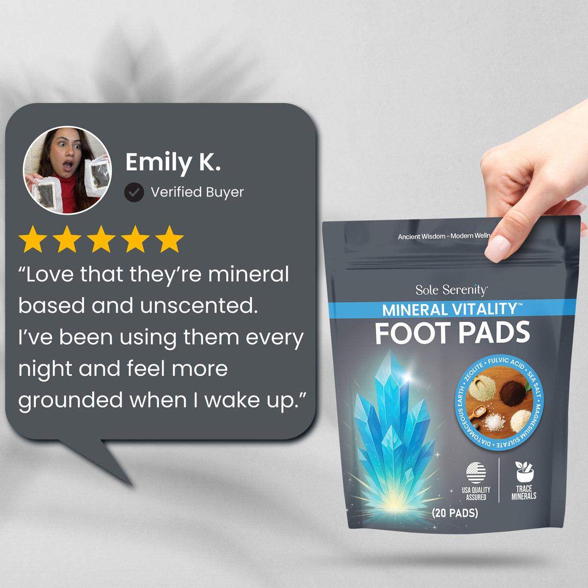 Mineral Vitality Detox Foot Pads with Fulvic Acid, Sea Salt, Magnesium — image 6
