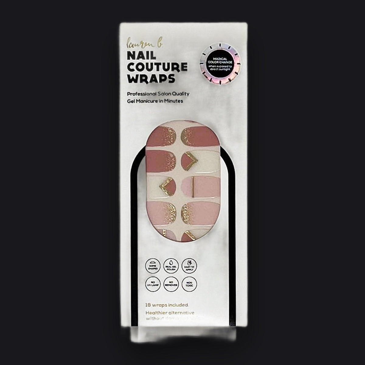 Lauren B. Beauty Lauren B. Beauty Pink & Gold Geometric Gel Nail Wrap - Color Changing