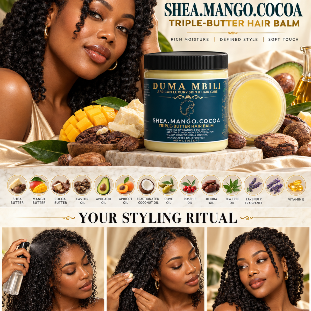 Duma Mbili Shea • Mango • Cocoa Triple-Butter Hair Balm — image 8