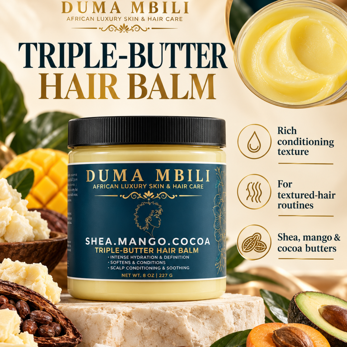 Duma Mbili Shea • Mango • Cocoa Triple-Butter Hair Balm — image 5
