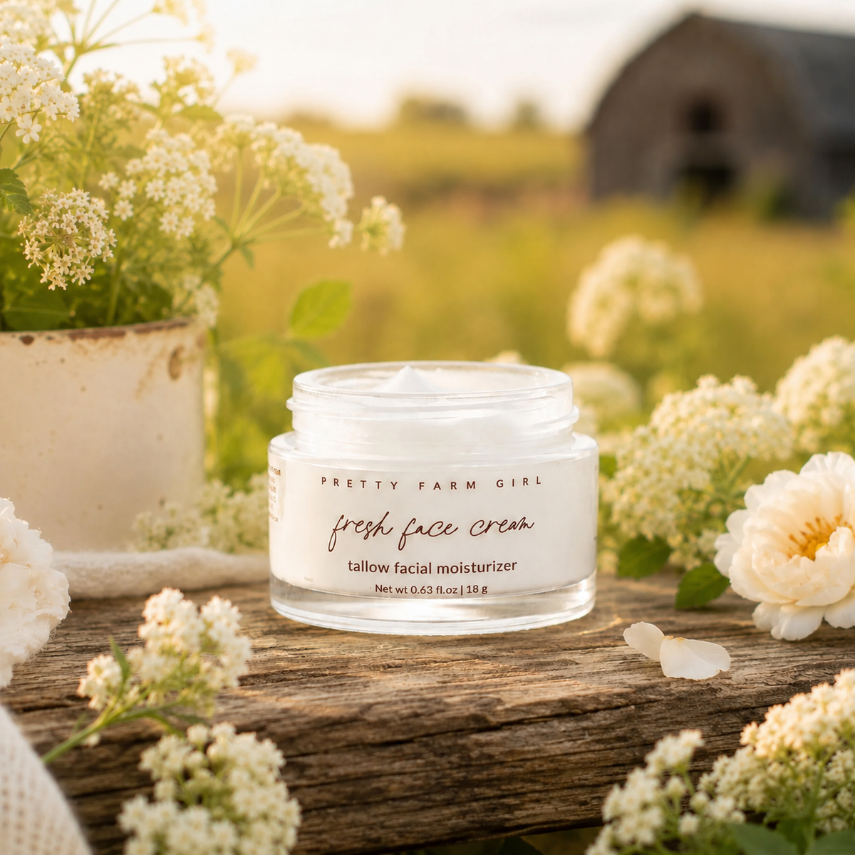 Pretty farm girl Fresh Face Cream Anti-Aging Tallow Moisturizer — Adorn Warm Luxury Staging