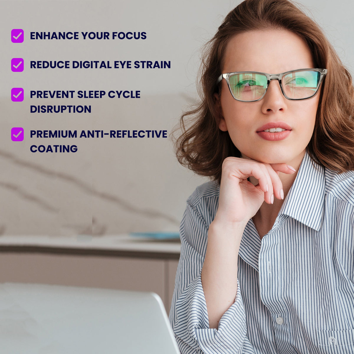 Blue Light Glasses for Screens & LED Lights – 2.3X More Protection | Anti-Glare & Eye Strain Relief — image 2