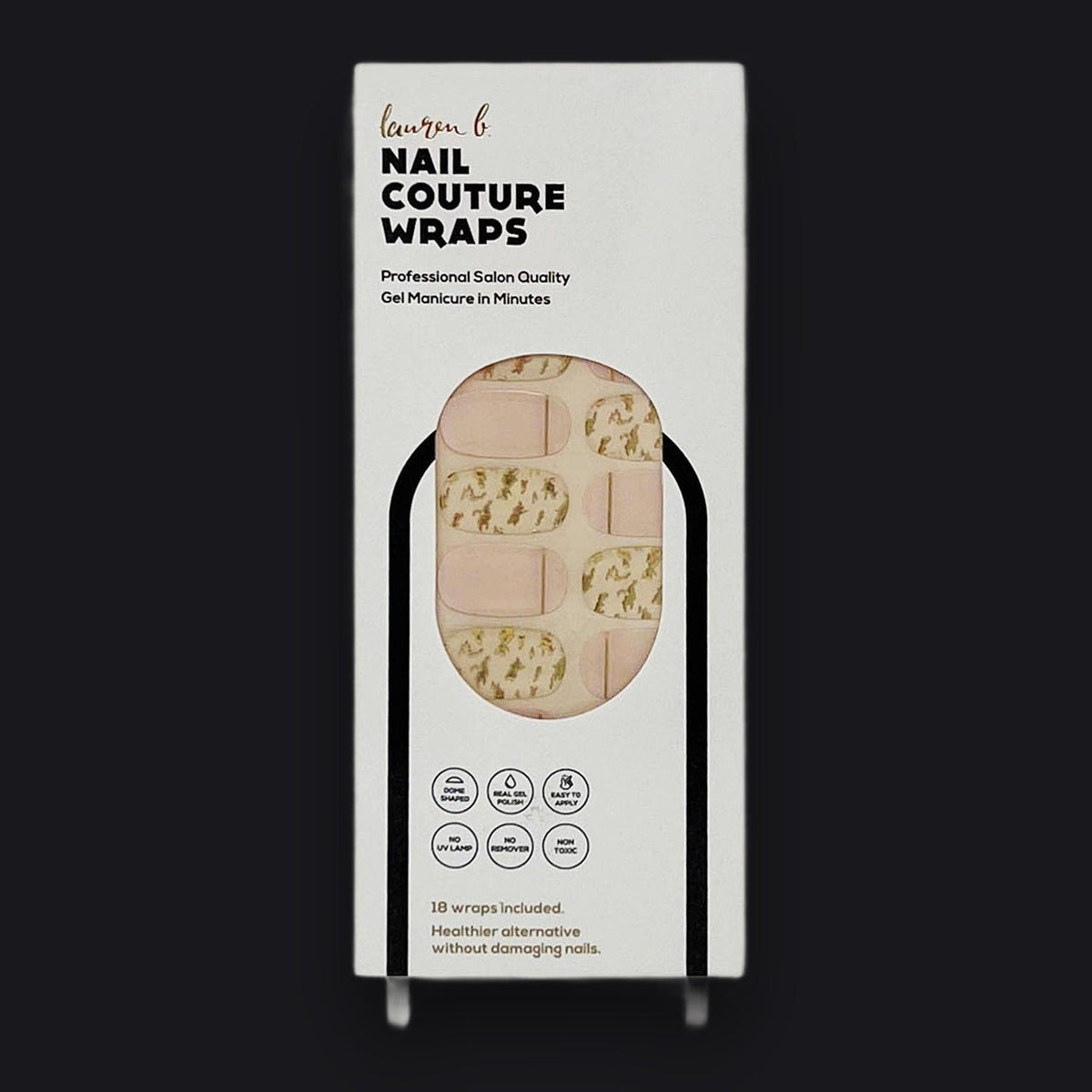 Lauren B. Beauty Gold Leaf & Blush Gel Nail Wrap Easy Non-Toxic No Dry Time