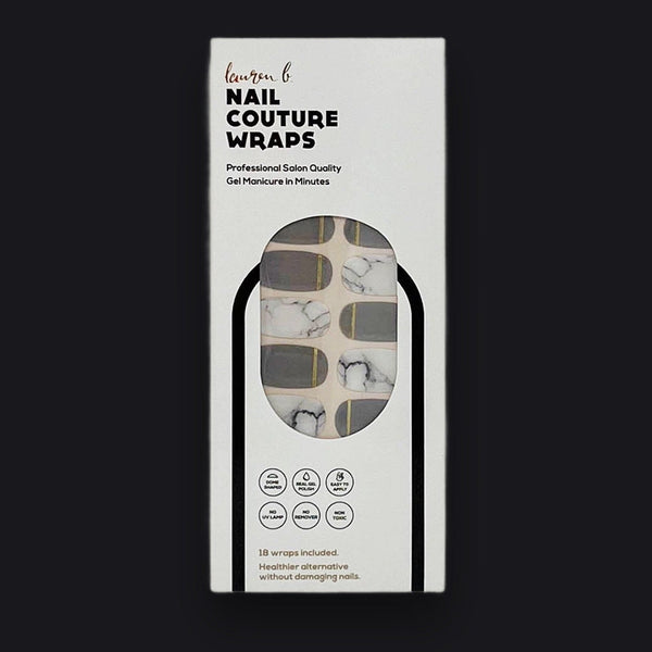 Lauren B. Beauty Grey & Gold Marble Gel Nail Wrap