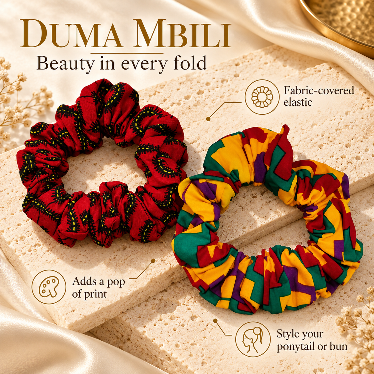 African Print Hair Scrunchies — image 6