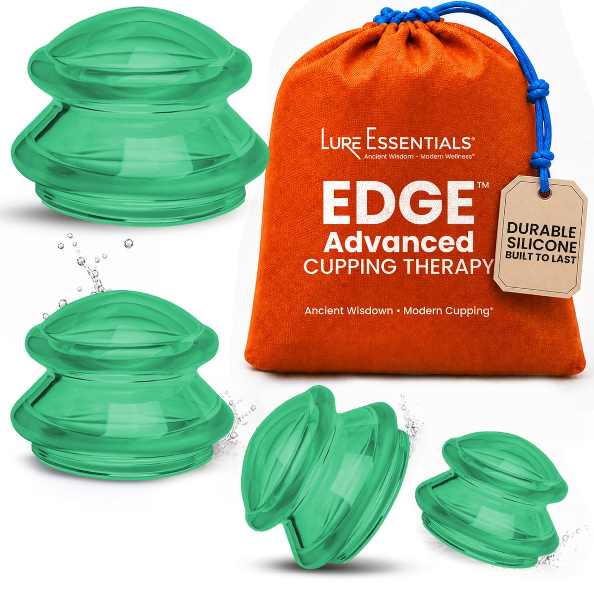EDGE Silicone Cupping Therapy Massage Set Blue, 4 Cups — image 26