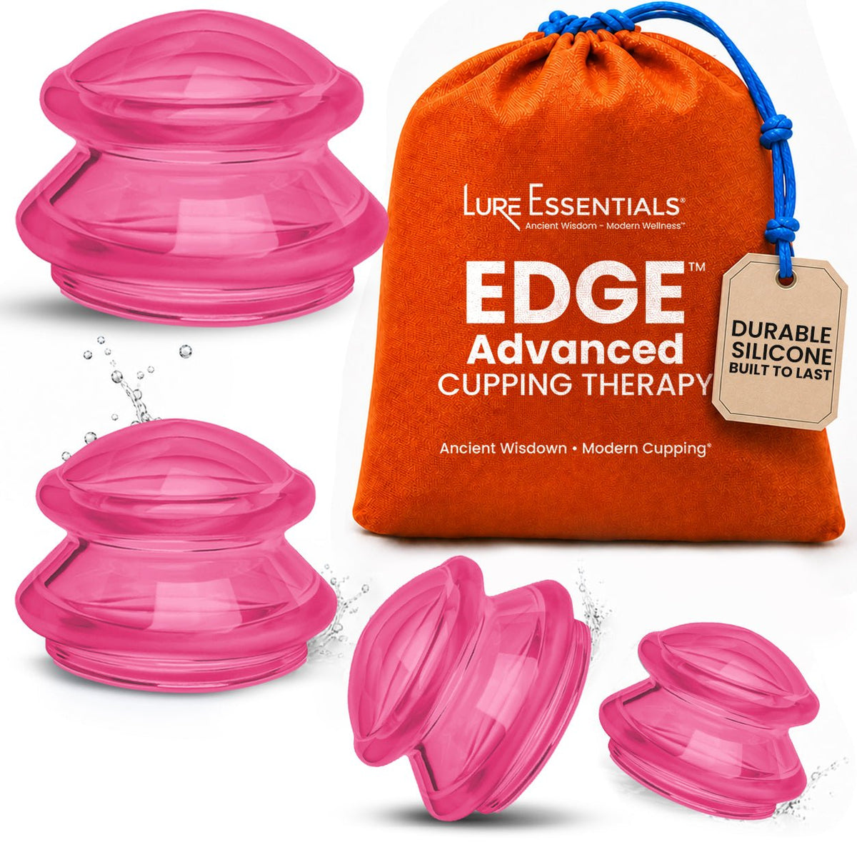 EDGE Silicone Cupping Therapy Massage Set Blue, 4 Cups — image 10
