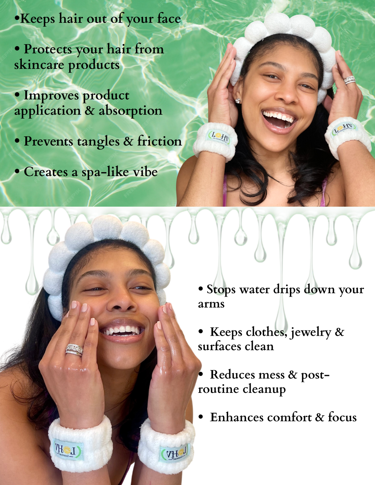 LOHV Band Spa Set – Spa Headband + Absorbent Cozy Wristbands — image 3