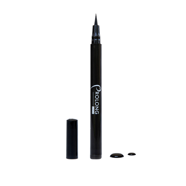 Prolong Lash Eyelash Extension Safe Eyeliner pen displayed on a textured oatmeal linen cloth with soft morning light.