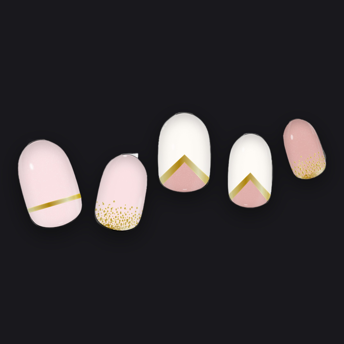 COLOR CHANGE Pink & Gold Delicate Geometric Gel Nail Wrap - Image 4 by laurenbbeauty | Nails