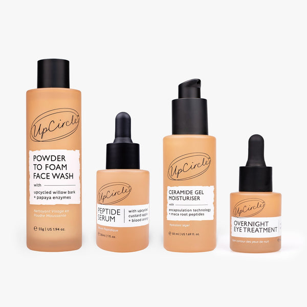 The Menopause Skin Set: Face Wash, Peptide Serum, Overnight Eye Treatment + Ceramide Gel Moisturizer by UpCircle