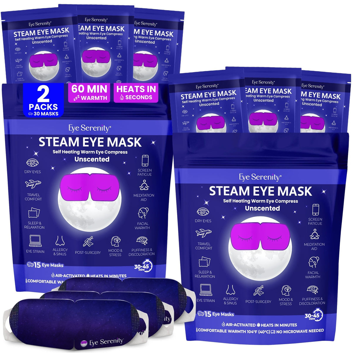 Eye Serenity Steam Eye Mask - Self-Heating Warm Eye Compress for Dry Eyes, Puffiness, Sleep & Travel — image 9