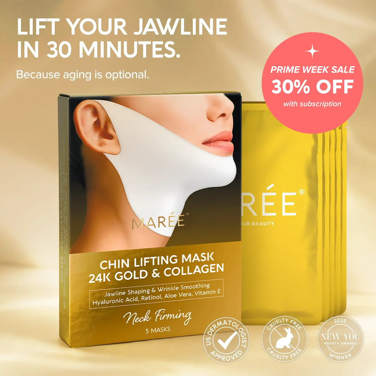 24K Gold Chin & Jawline Lifting Mask by Marée
